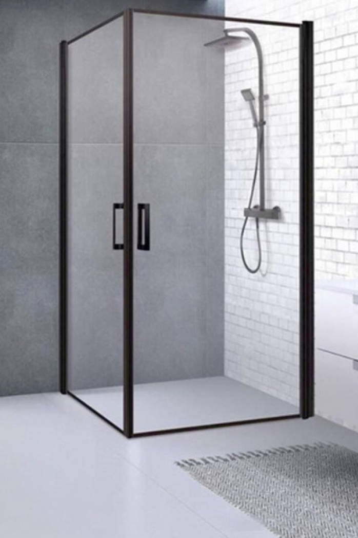 מקלחון פינתי 2 דלתות שחור 6 ממ 80 על 90 דגם טל 