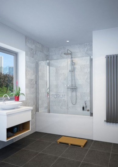 מקלחון חזית 6 ממ מחוסם ניקל גובה 185 דופן קבוע פלוס 2 דלתות פנימה והחוצה 120 עד 160