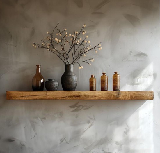 מדף צף עץ מלא 80 על בערך 20 