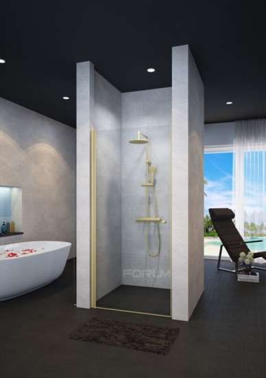 מקלחון חזית 6 ממ מחוסם זהב מט גובה 185 דלת פנימה והחוצה 60 עד 90