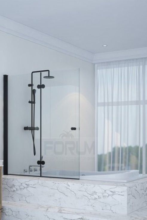 אמבטיון הרמוניקה פרזול שחור 6 ממ מחוסם דלתות מתקפלות 90 עד 100 גובה 140