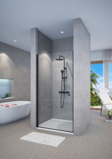 מקלחון 6 ממ מחוסם שחור חזית פנימה והחוצה 60 עד 90 גובה 185