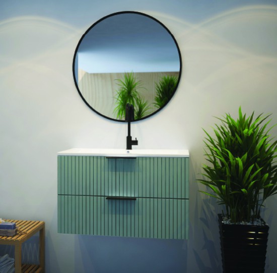 ארון אמבטיה גוף סנדוויץ חזית מ די אף ירוק ע 46 ג 50 רוחב 60 או 80 או 100 לבחירה כיור איטגרלי ומראה כולל גם ידיות וטריקה שקטה 