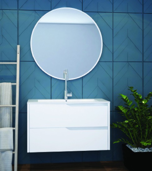 ארון אמבטיה ע 46 ג 52 רוחב 60 או 80 או 100 לבחירה טריקה שקטה כיור איטגרלי ומראה לבן 