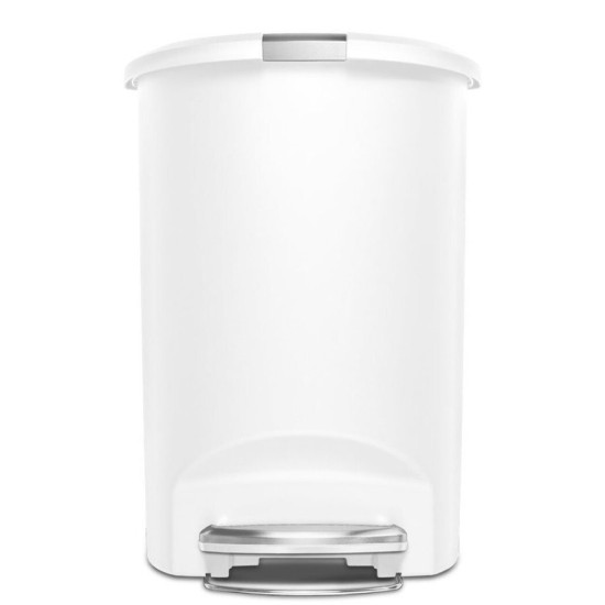 פח פלסטיק דוושה חצי עגול לבן 50 ל'