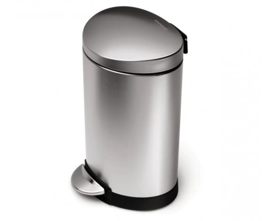 פח דוושה חצי עגול נירוסטה 6 ל'