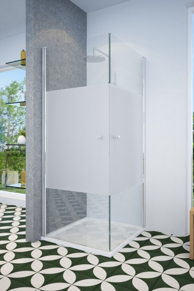 מקלחון פינתי 6 ממ מחוסם חלבי באמצע 80 עד 82