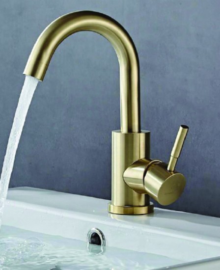 ברז גבוה לרחצה זהב מוברש