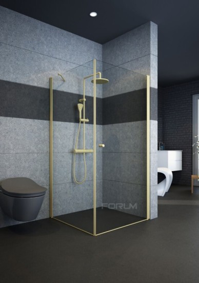 מקלחון פינתי זהב 6 ממ קבוע ודלת פתיחה החוצה בלבד גובה 185 דלת 60 על 90 דופן ודלת 65 עד 90 