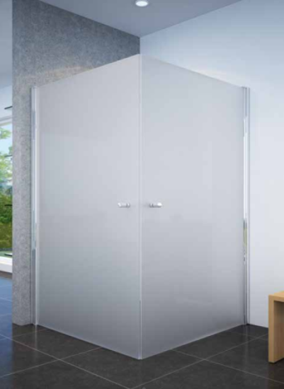 מקלחון פינתי 6 ממ מחוסם חלבי 2 דלתות גובה 185 כרום 80 על 80 או 90 על 90 