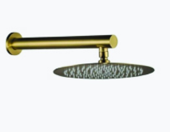 סט 5 מוצרים בראסס למקלחת ראש 25 נק מים עם מאחז למזלף צינור 1.5 מזלף יד ומוט עגול זהב מוברש