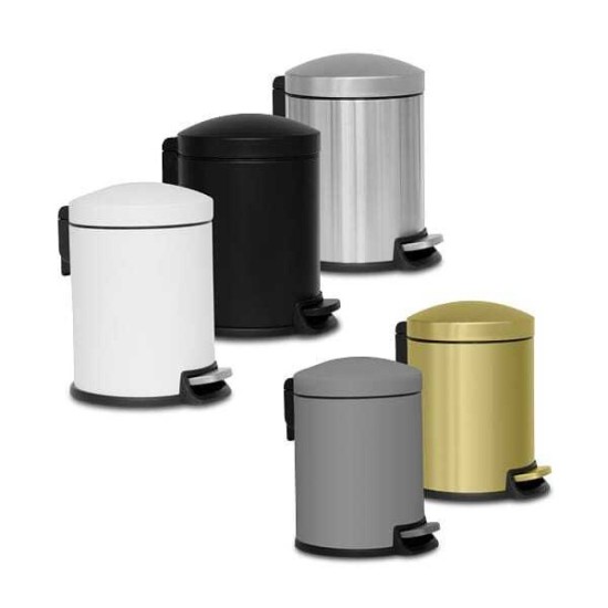 פח פדל ראש מעוגל סגירה שקטה 3 ליטר בגימורים שחור מוברש לבן זהב מט גרפיט 