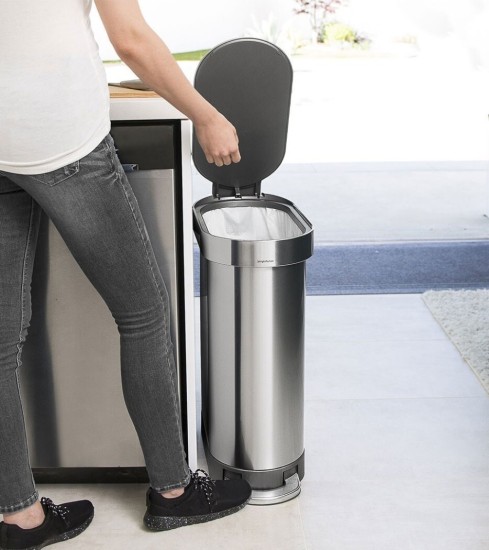 פח דוושה צר נירוסטה 45 ליטר