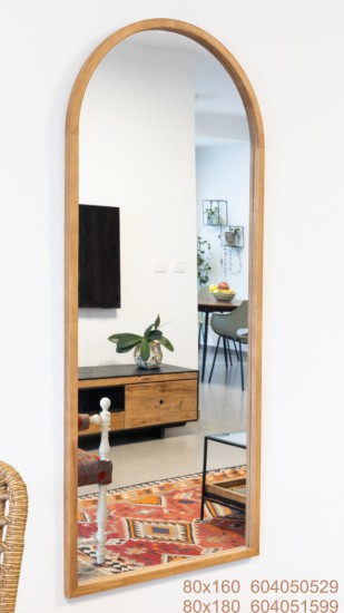 מראה חצי אובלית עץ 80 על 160