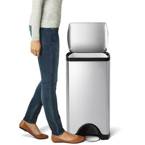 פח דוושה מלבני נירוסטה 30 ליטר 