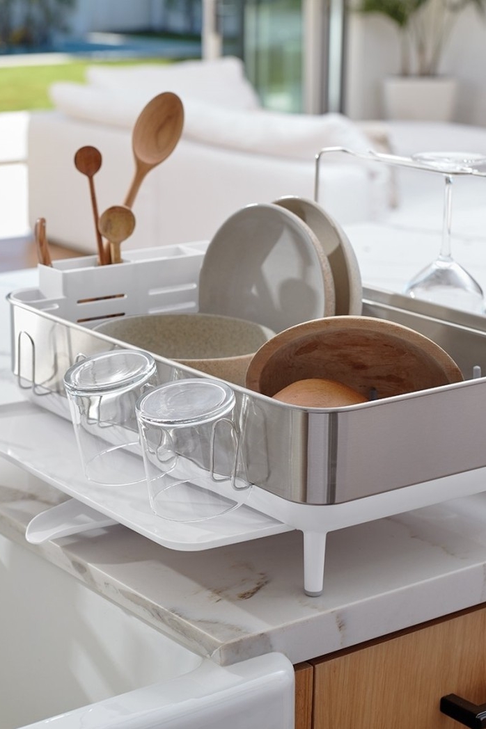 מתקן לייבוש כלים סטנדרט נירוסטה לבן 51 על 57 גובה 29 עם הגדר