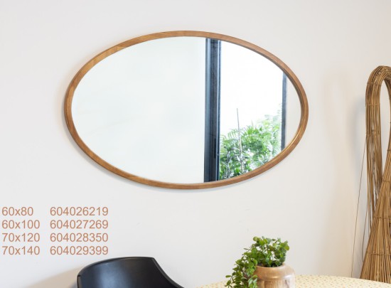 מראה אובלית עץ 70 על 140