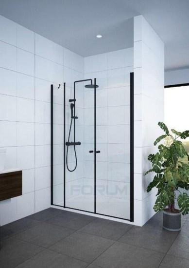 מקלחון 6 ממ מחוסם שחור חזית פלוס 2 דלתות פנימה והחוצה 120 עד 200 גובה 185