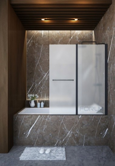 אמבטיון הרמוניקה פרזול שחור זכוכית חלבי גובה 140 רוחב 120