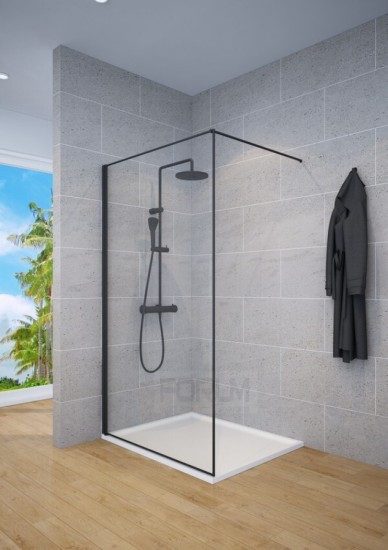 דופן קבוע 6 ממ מחוסם שחור גובה 185 רוחב 70 עד 110