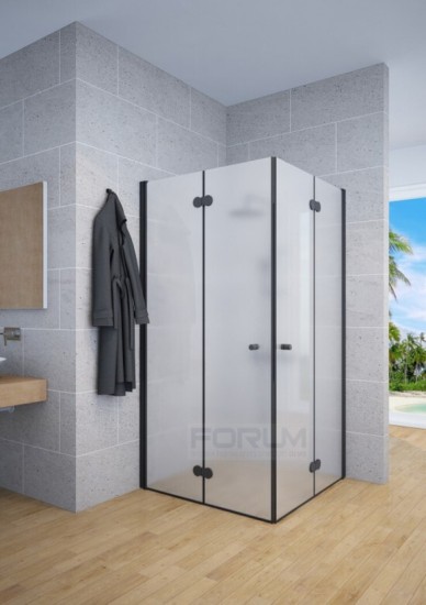 מקלחון 6 ממ מחוסם שחור הרמוניקה חלבי גובה 185 רוחב 80 על 80 או 90 על 90 