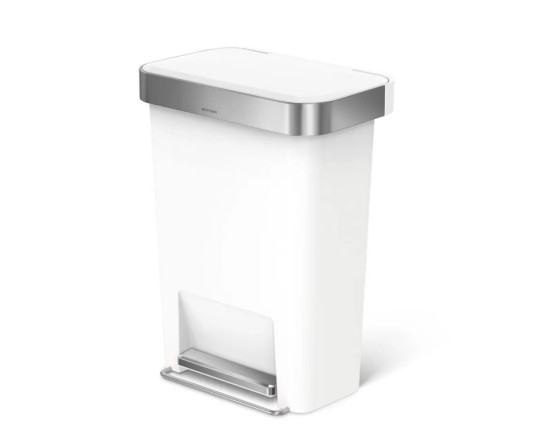 פח פלסטיק לבן שוליים נירוסטה 45 ליטר