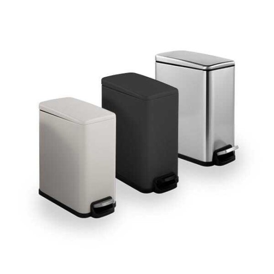 פח פדל מלבני סגירה שקטה 14 על 27 על 33 6 ליטר דום בגימור שחור לבן או מוברש חדש רוזגולד גרפיט וזהב מט